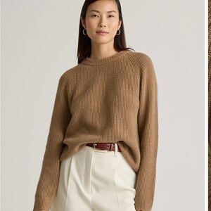 BRAND NEW. Mongolian Cashmere Fisherman Crewneck Sweater. SIZE M. Tan